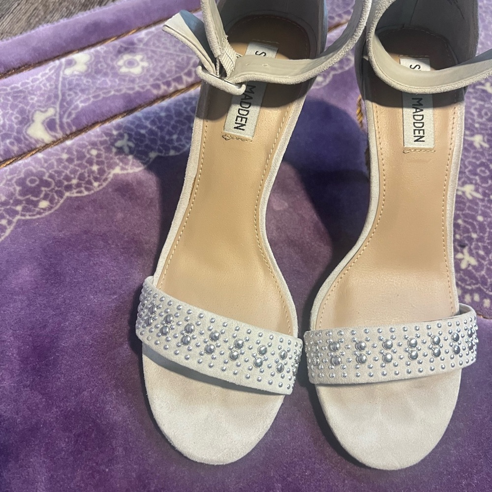 Steve Madden Cream Embellished Heels